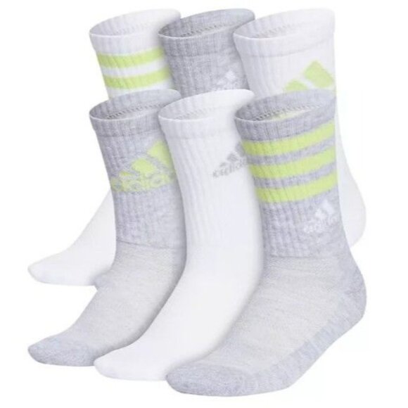 Adidas Youth Cushioned Mixed Crew Socks - 6 Pack shoe size: 3Y - 9 Large - Picture 1 of 1